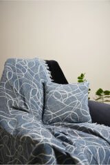 %100 Pamuklu Lüks Kaymaz Koltuk Örtüsü | Çok Amaçlı Örtü | 2 Adet 40x40 Cm Kırlent Kılıfı Bebemavi