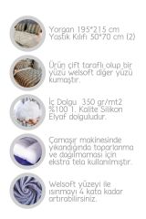 Welsoft Çift Kişilik Yorgan Seti Çift Taraflı Yorgan Takımı Peluş ve Kışlık Yorgan Leopar