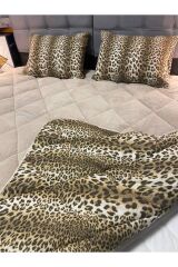 Welsoft Çift Kişilik Yorgan Seti Çift Taraflı Yorgan Takımı Peluş ve Kışlık Yorgan Leopar