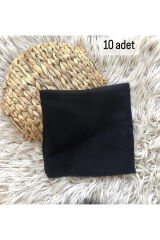 Flamlı 10'lu Paket Dağıtmalık Pamuklu Yazma Eşarp 100x100cm 10x Siyah - 100 X 100