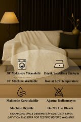 Pamuklu Dokulu Koltuk Şalı 170x220 cm – Saçaklı TV Battaniyesi & Dekoratif Koltuk Örtüsü Haki