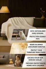 Pamuklu Dokulu Koltuk Şalı 170x220 cm – Saçaklı TV Battaniyesi & Dekoratif Koltuk Örtüsü Bordo