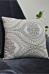 %100 Pamuklu Lüks Kaymaz Koltuk Örtüsü | Çok Amaçlı Örtü | 2 Adet 40x40 Cm Kırlent Kılıfı Bej