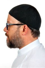 Berra Çelik Örme Dantel Namaz Takkesi Beyaz 1 Adet Siyah - Standart