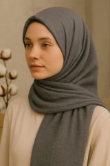 Ütü Gerektirmeyen Bambu-kraş Şal 80×190 – Kaymaz, Nefes Alır, Dört Mevsim, Yerli Üretim Gri