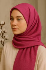 Ütü Gerektirmeyen Bambu-kraş Şal 80×190 – Kaymaz, Nefes Alır, Dört Mevsim, Yerli Üretim Fuşya