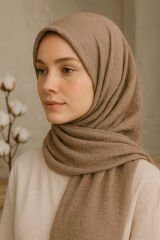 Ütü Gerektirmeyen Bambu-kraş Şal 80×190 – Kaymaz, Nefes Alır, Dört Mevsim, Yerli Üretim Bej